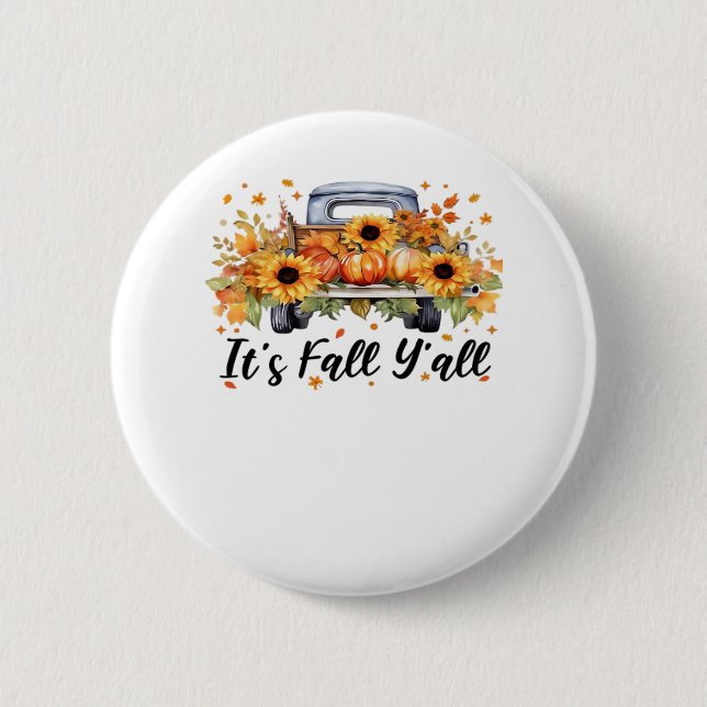 It’s Fall Y’all Pumpkin Autumn Tree Hello Fall Wom Button (Front)