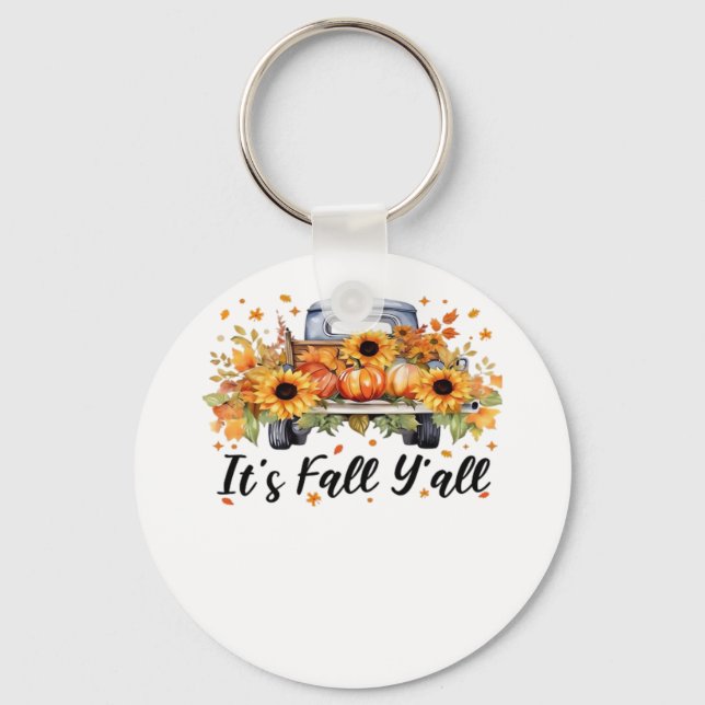 It’s Fall Y’all Pumpkin Autumn Tree Hello Fall Wom Keychain (Front)