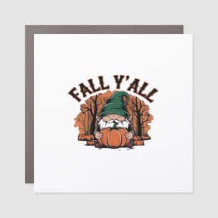 It’s Fall Y’all Pumpkin Gnome Autumn Retro Classic Car Magnet