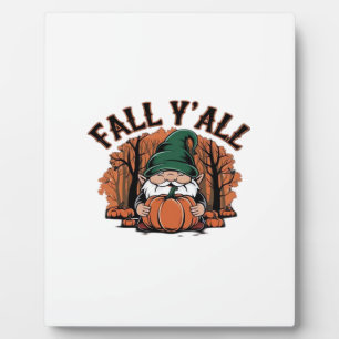 It’s Fall Y’all Pumpkin Gnome Autumn Retro Classic Plaque