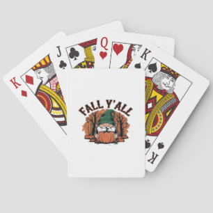 It’s Fall Y’all Pumpkin Gnome Autumn Retro Classic Poker Cards