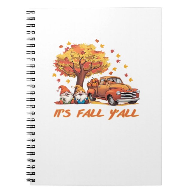 It’s Fall Y’all Pumpkin Gnome Autumn Tree Pumpkin  Notebook (Front)