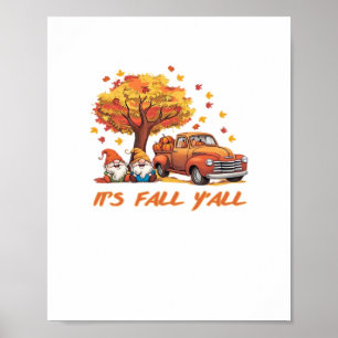 It’s Fall Y’all Pumpkin Gnome Autumn Tree Pumpkin Poster