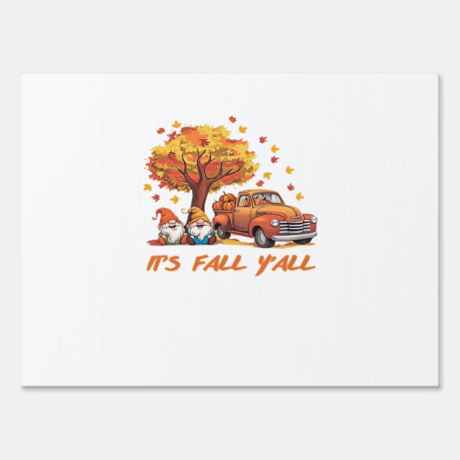 It’s Fall Y’all Pumpkin Gnome Autumn Tree Pumpkin  Sign (Front)