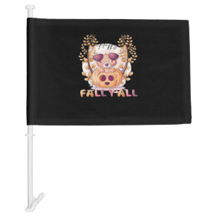 It’s Fall Y’all Pumpkin Halloween Cat Autumn Car Flag