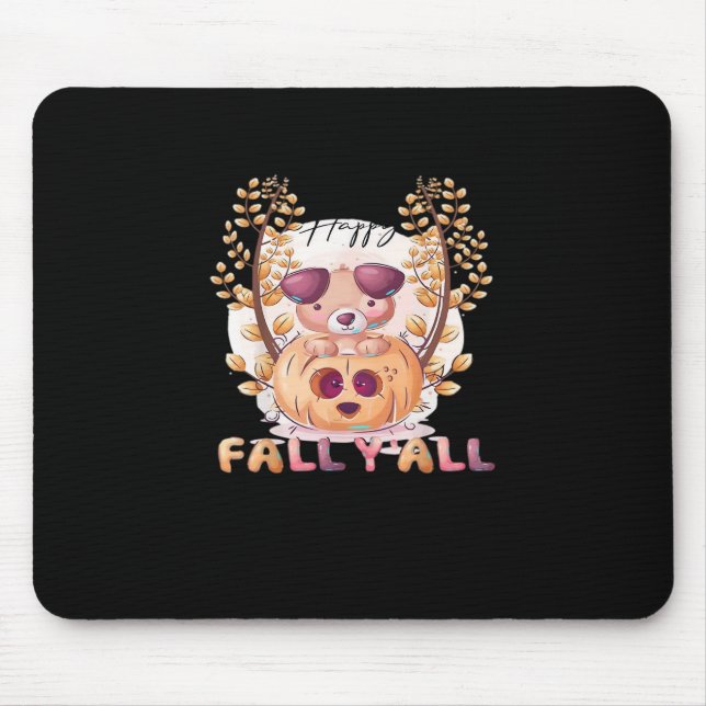 It’s Fall Y’all Pumpkin Halloween Cat Autumn Mouse Pad (Front)