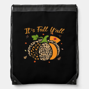 It’s Fall Y’all Pumpkin Leopard Nurse Halloween Drawstring Bag