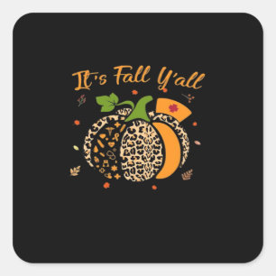 It’s Fall Y’all Pumpkin Leopard Nurse Halloween Square Sticker