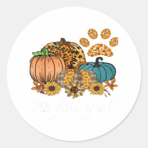 It’s Fall Y’all Pumpkin Minimal Clean Classic Round Sticker