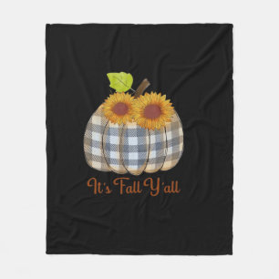 It’s Fall Y’all Pumpkin Plaid Design Halloween Fun Fleece Blanket