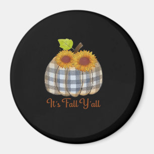 It’s Fall Y’all Pumpkin Plaid Design Halloween Fun Magnet
