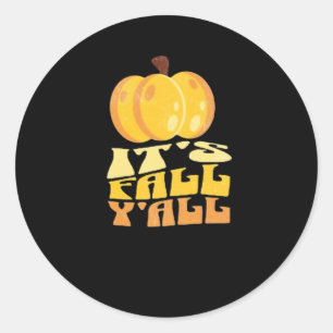 It’s Fall Y’all Pumpkin Retro Classic Classic Round Sticker