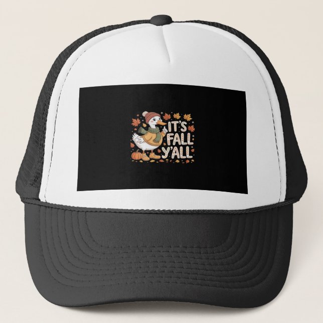 It’s Fall Y’all Pumpkin Retro Classic Look Trucker Hat (Front)