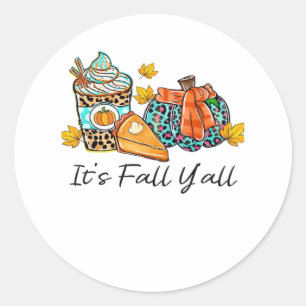 It’s Fall Y’all Pumpkin Spice Leopard Pumpkin Pie Classic Round Sticker