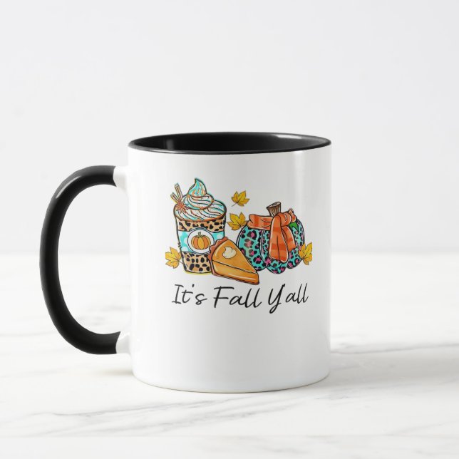 It’s Fall Y’all Pumpkin Spice Leopard Pumpkin Pie  Mug (Left)