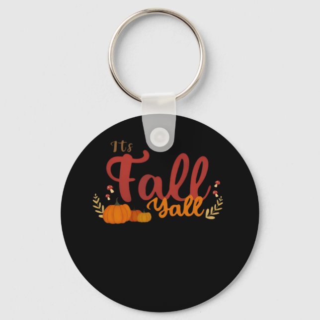 It’s Fall Y’all Pumpkins and Mushrooms Autumn Keychain (Front)