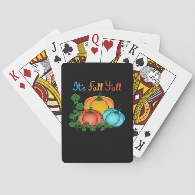 It’s Fall Y’all Pumpkins Retro Graphic Poker Cards (Back)