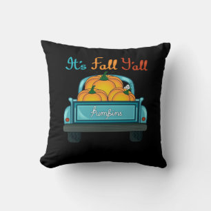 It’s Fall Y’all Pumpkins Truck Funny Graphic Throw Pillow
