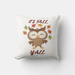 It’s Fall Y’all Quote Trendy Throw Pillow