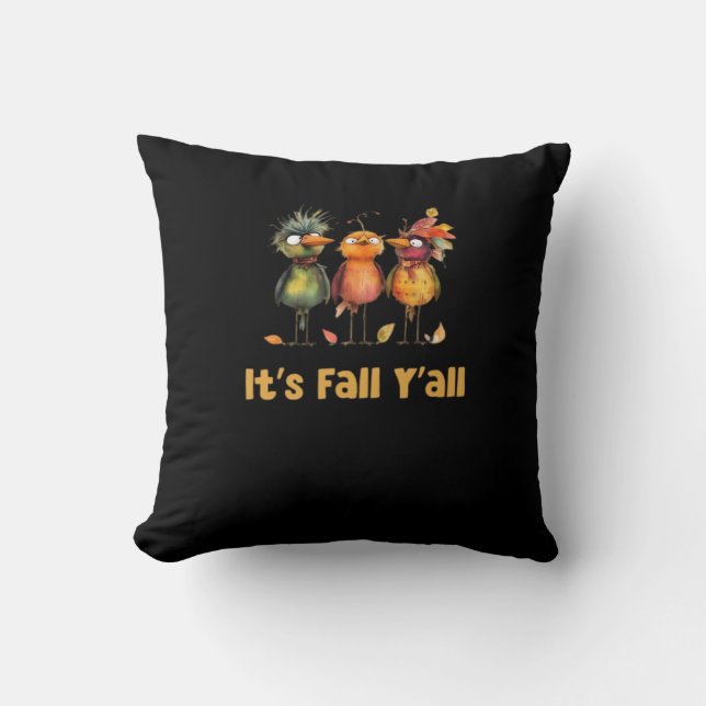 It’s Fall Y’all Rustic Minimal Clean Throw Pillow (Front)