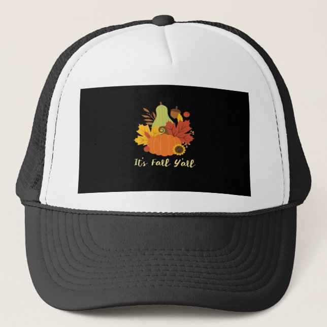 It’s Fall Y’all Trendy Aesthetic Style Trucker Hat (Front)