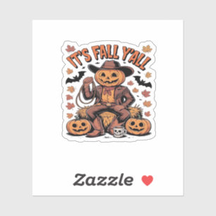 It’s Fall Y’all Western Cowboy Pumpkin Halloween Sticker