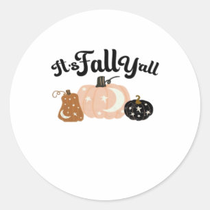 It’s Fall Y’all With Moons Beautiful Halloween Des Classic Round Sticker