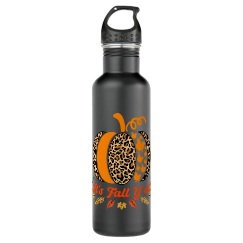 Its Fall Yall Pumpkin Leopard Print Chicken Silho Stainless Steel Water Bottle