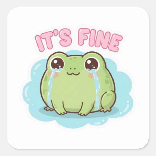 It’s Fine Frog Sticker Cute Crying Frog Meme Kawai (Front)