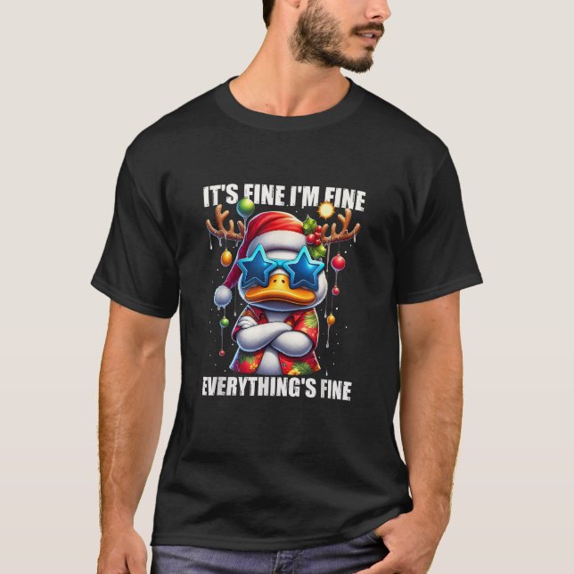 It s Fine I m Fine Duck Melting Christmas In July  T-Shirt (Front)