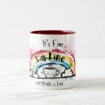 It’s Fine I’m Fine Everything is Fine Two-Tone Coffee Mug<br><div class="desc">“Add a touch of humor to your daily routine with this ‘It’s Fine,  I’m Fine,  Everything is Fine’ coffee mug. Perfect for anyone who embraces sarcasm,  workplace stress,  or just needs a laugh with their morning coffee. A fun gift for friends,  coworkers,  or yourself.”</div>
