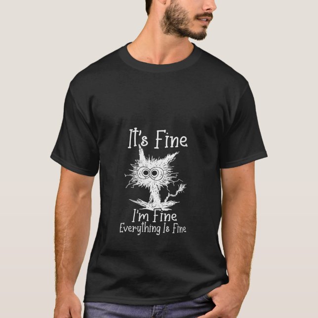 IT S FINE IM FINE Everything Is Fine Funny Cat V N T-Shirt (Front)