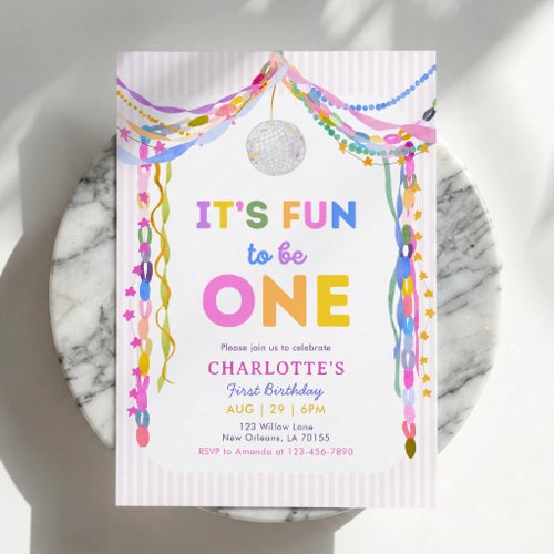 It’s Fun to Be One Paper Garland First Birthday Invitation