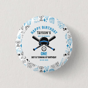 It’s Game Time Baseball 1st Birthday – Fun Kids  Button