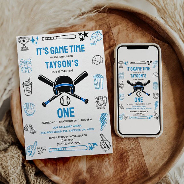 It’s Game Time Baseball 1st Birthday – Fun Sports  Invitation (It’s Game Time Baseball 1st Birthday – Fun Sports Invitation
)