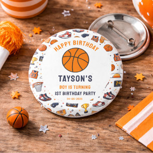 It’s Game Time Basketball 1st Birthday Rookie Year Button
