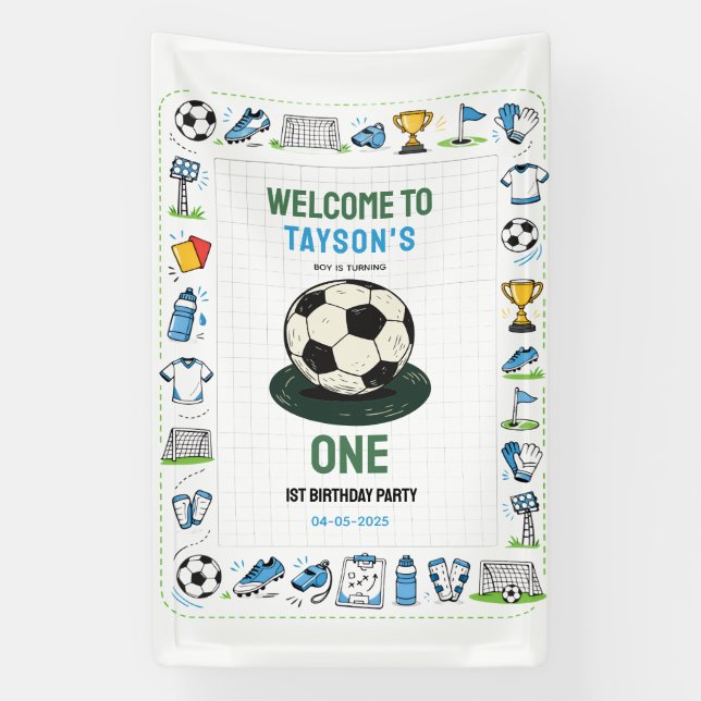 It’s Game Time football 1st Birthday – Fun Kids  Banner (Vertical)