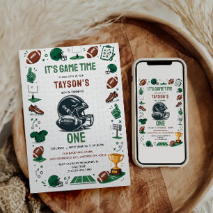 It’s Game Time Football 1st Birthday Invitation