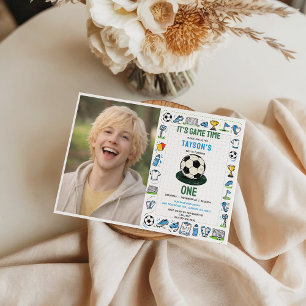 It’s Game Time Football 1st Birthday photo Invitation