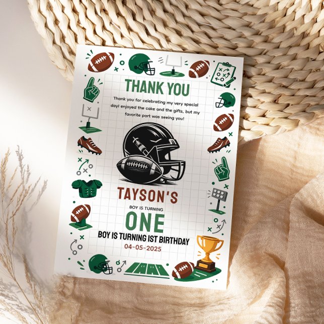 It’s Game Time football 1st Birthday Thank You Card (It’s Game Time football 1st Birthday Thank You Card
)