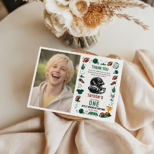 It’s Game Time football 1st Birthday Thank You Card