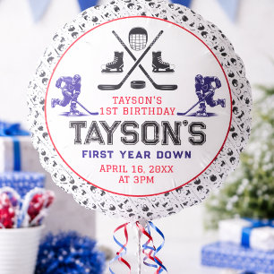  It’s Game Time Hockey 1st Birthday Party Balloon