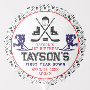 It’s Game Time Hockey 1st Birthday Party Balloon