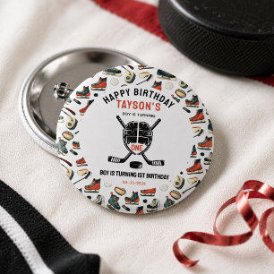 It’s Game Time Hockey 1st Birthday Party Button