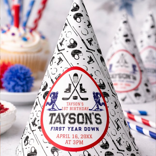  It’s Game Time Hockey 1st Birthday Party Hat (It’s Game Time Hockey 1st Birthday Party hat)