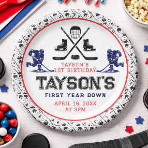 It’s Game Time Hockey 1st Birthday Party Paper Plates