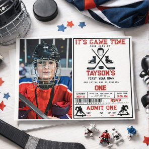 It’s Game Time Hockey 1st Birthday Party photo Invitation