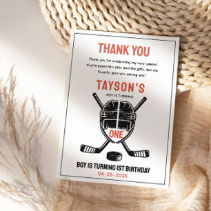 It’s Game Time Hockey 1st Birthday Party Thank You Card