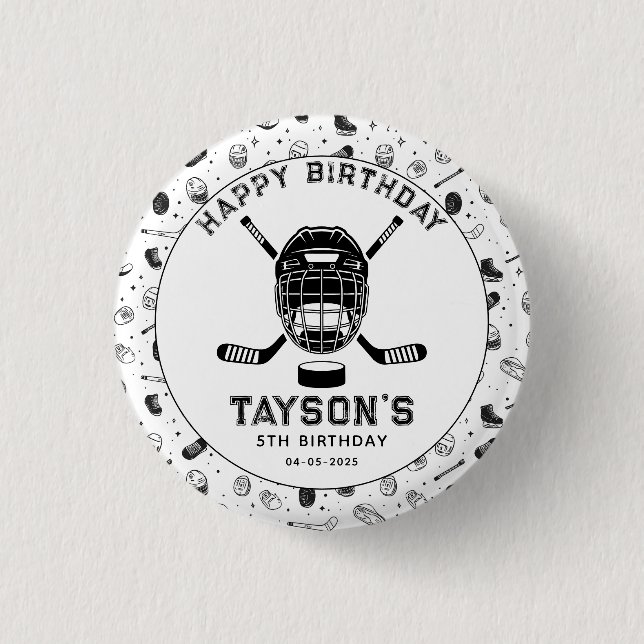 It’s Game Time Hockey 5th Birthday Party  Button (Front)