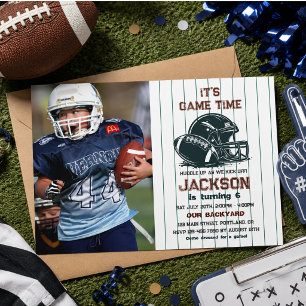 It’s game time! Kick off football birthday kids Invitation